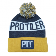 Pro Tiler Tools Limited Edition Beanie Bobble Hat One Size Yellow/Anthracite/White